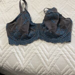 Wacoal style 65191 size 36DDD Lace Underwire Bra in Gray and Blue